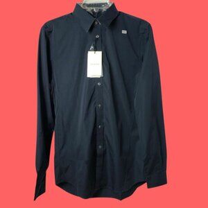 UNIQLO +J Slim Fit  Long Sleeve Extra Fine Cotton Dress Shirt Navy Blue Medium